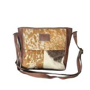Ariat Savannah Collection Brown Calf Hair Western Messenger Bag